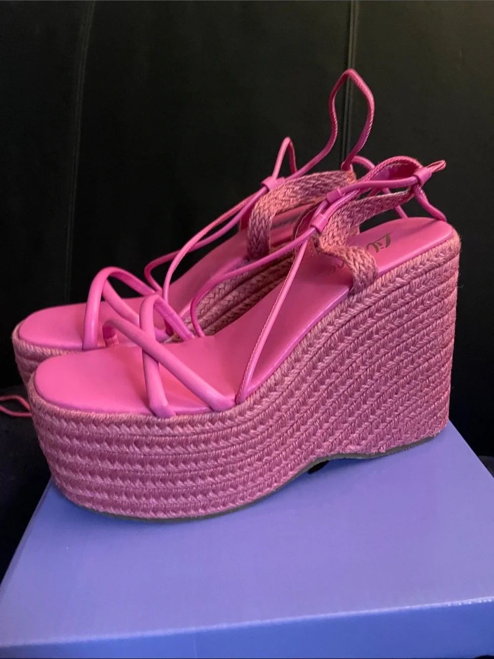 LILIBabes Women’s Pink Lace-Up Platform/Wedge Woven Wedge Sandals Sz 7 NWB